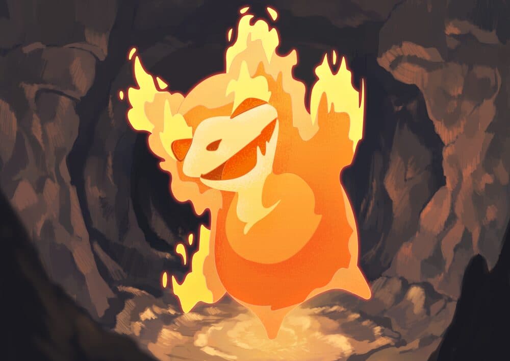 Illustration of Jamra, a fire creo