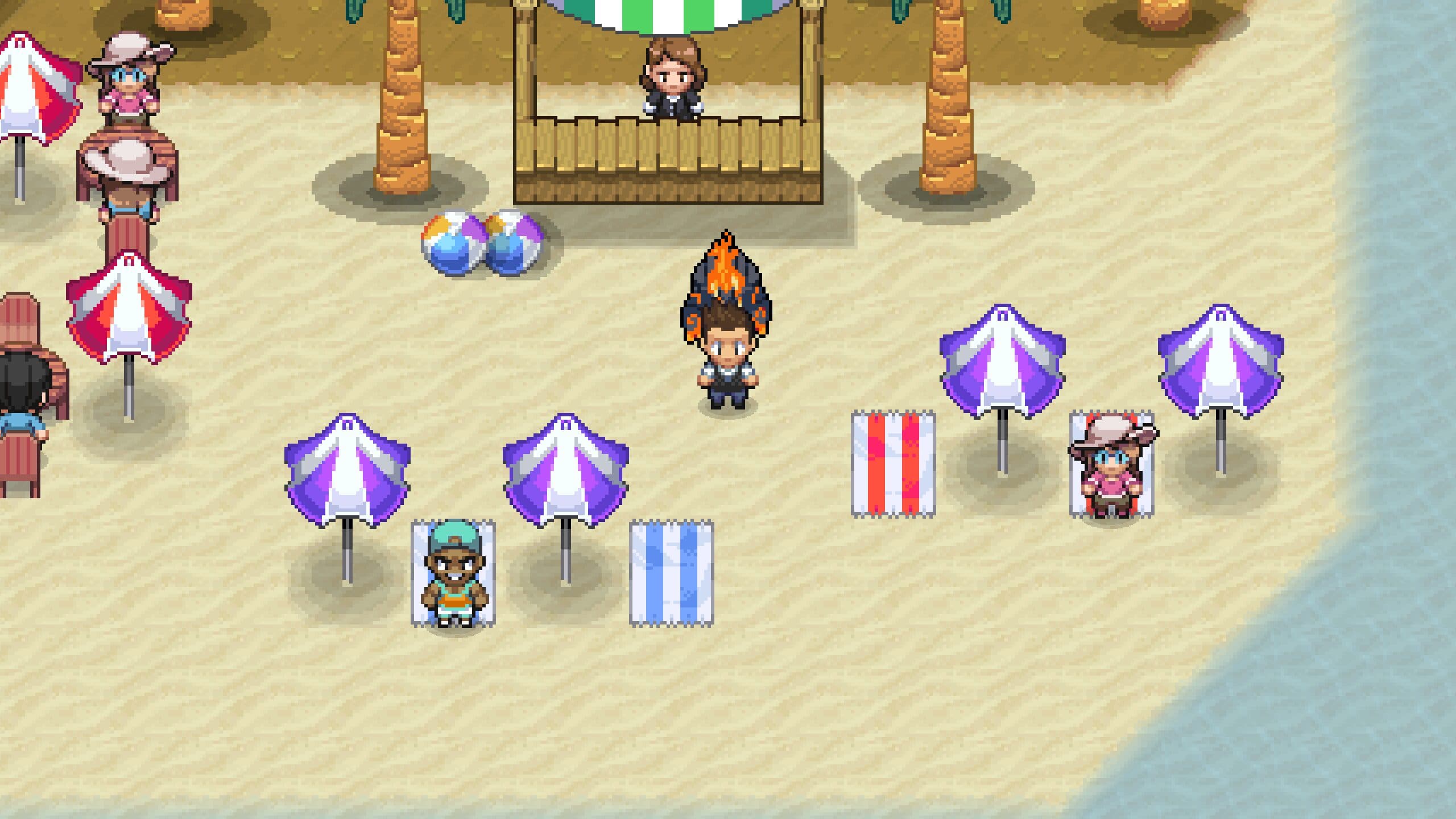 Serenity Beach: umbrellas, towels and a snack stand on the sand